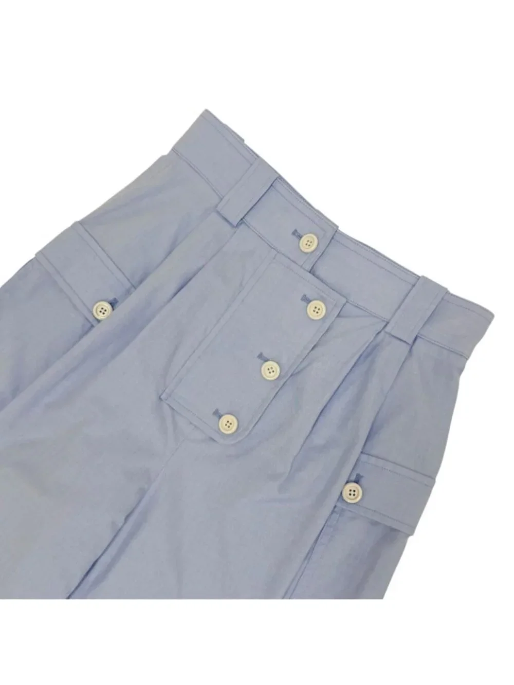 Louis Vuitton Cotton 100% LV Logo Embroidered Pants Light Blue 34